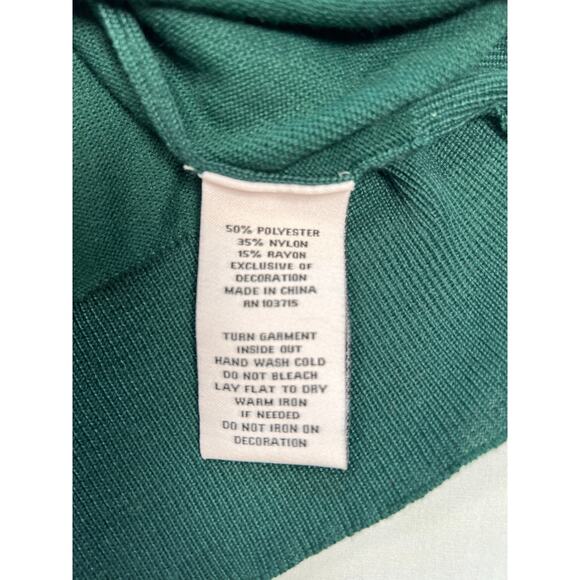 Nanette Lepore Green Sweater Sequins Crew Neck Size XL - Picture 8 of 8